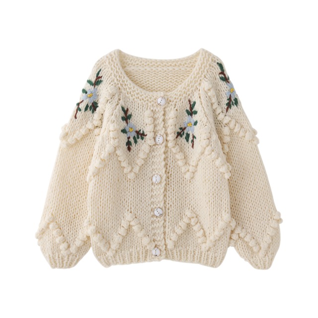 floral design knit cardigan【2023112102】