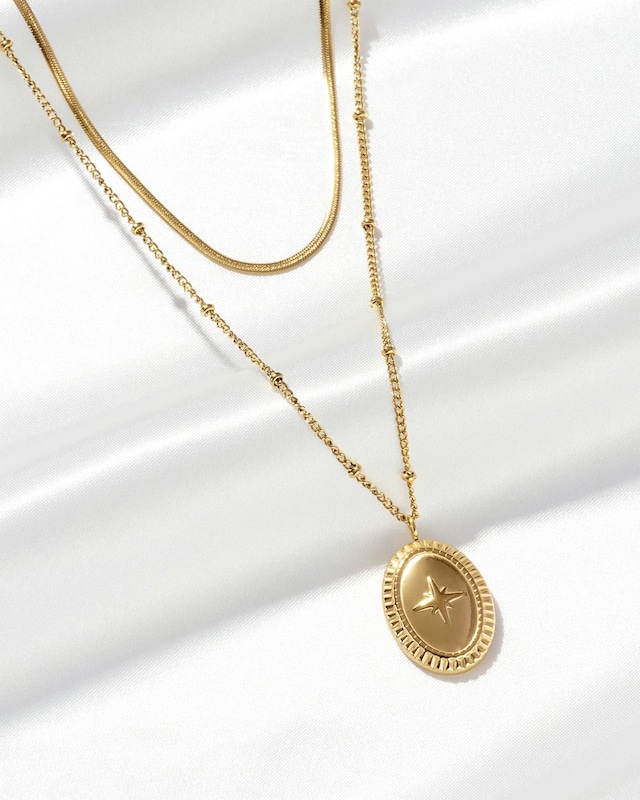 Sun double chain necklace