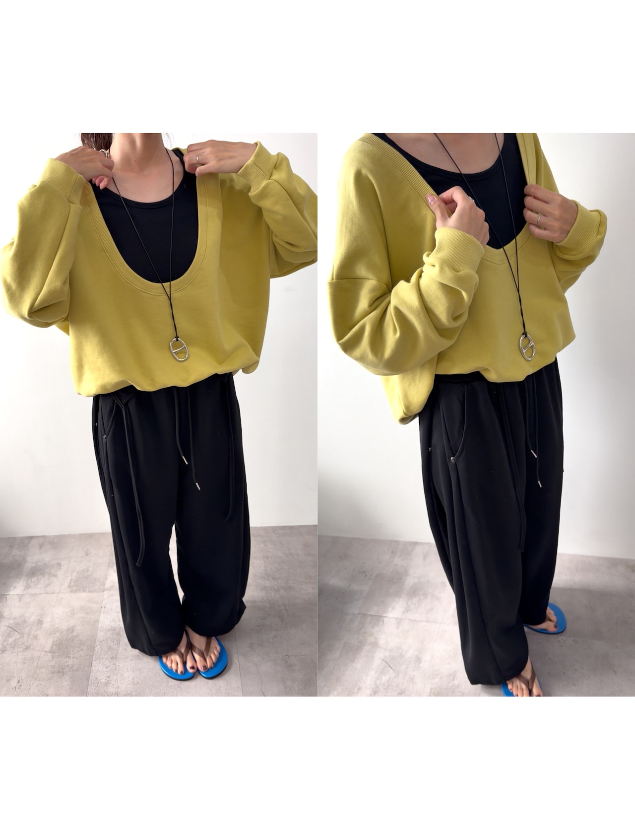 【新作5%OFF・3日間】Deep U-neck Sweat_3colors
