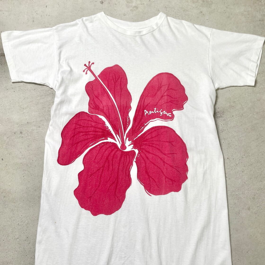 90年代 Antigua アンティグア ハイビスカス フラワープリント Tシャツ 