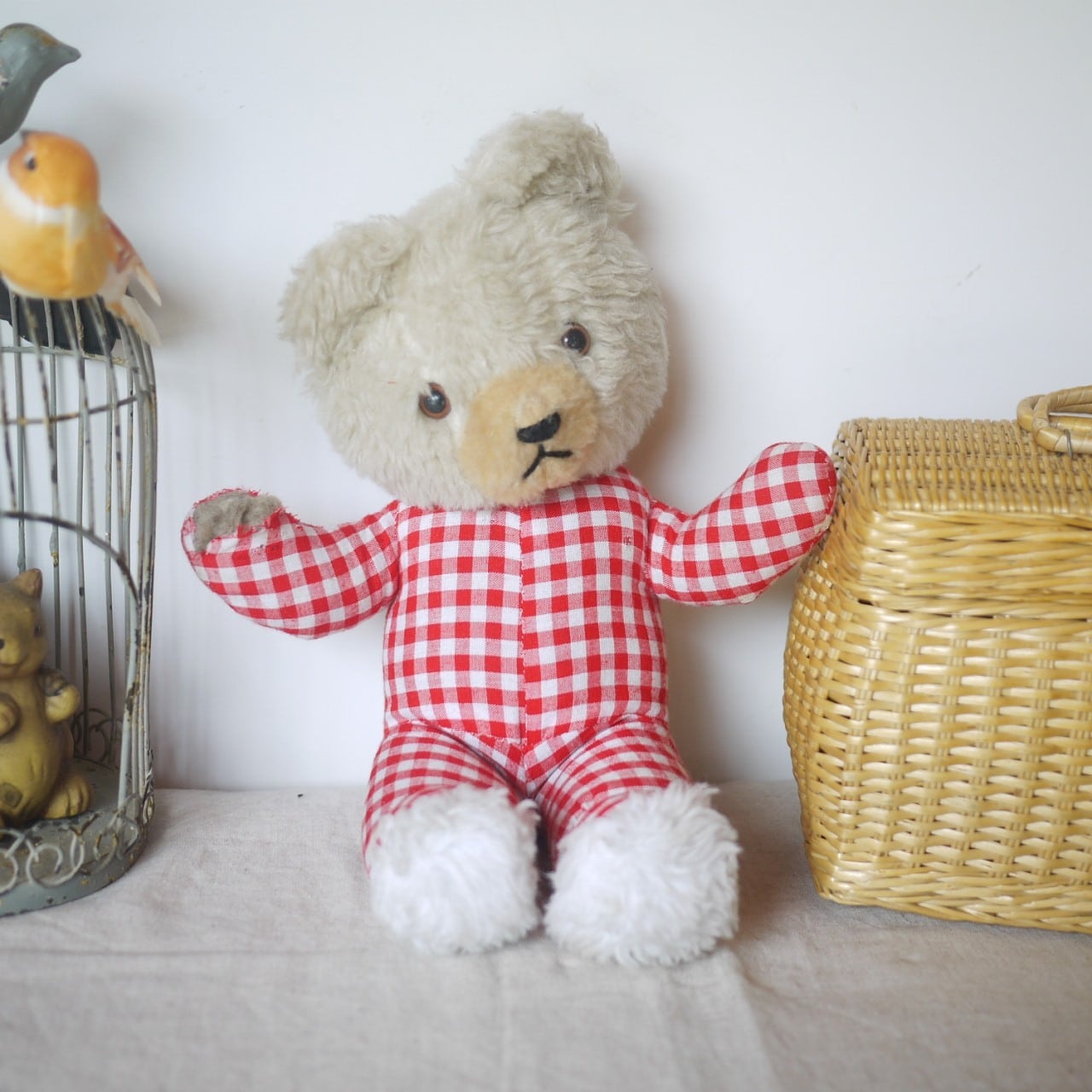 Redギンガム レトロテディベア ドイツ