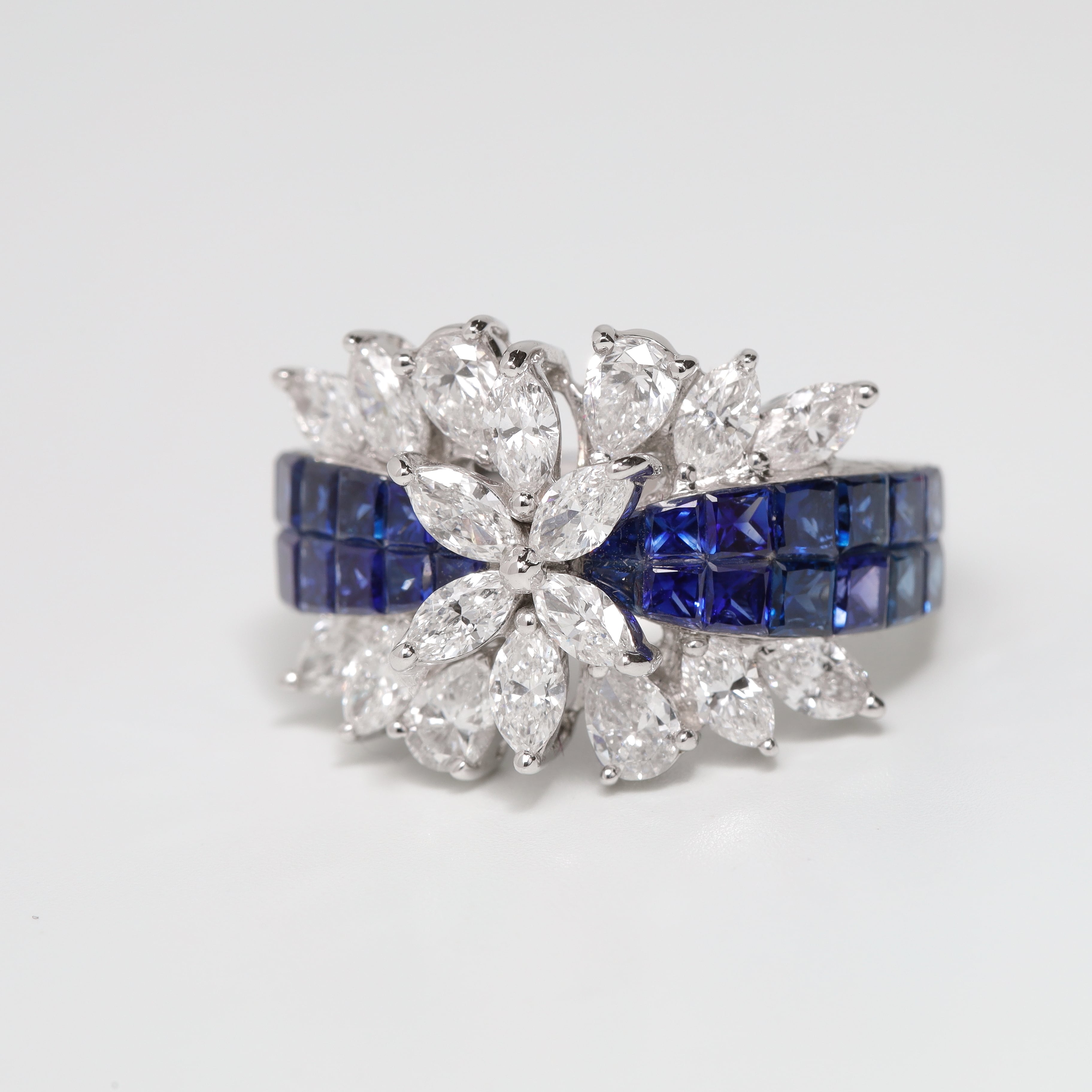 ミステリーセッティング サファイア リング K18(WG) / 2.850ct / DA