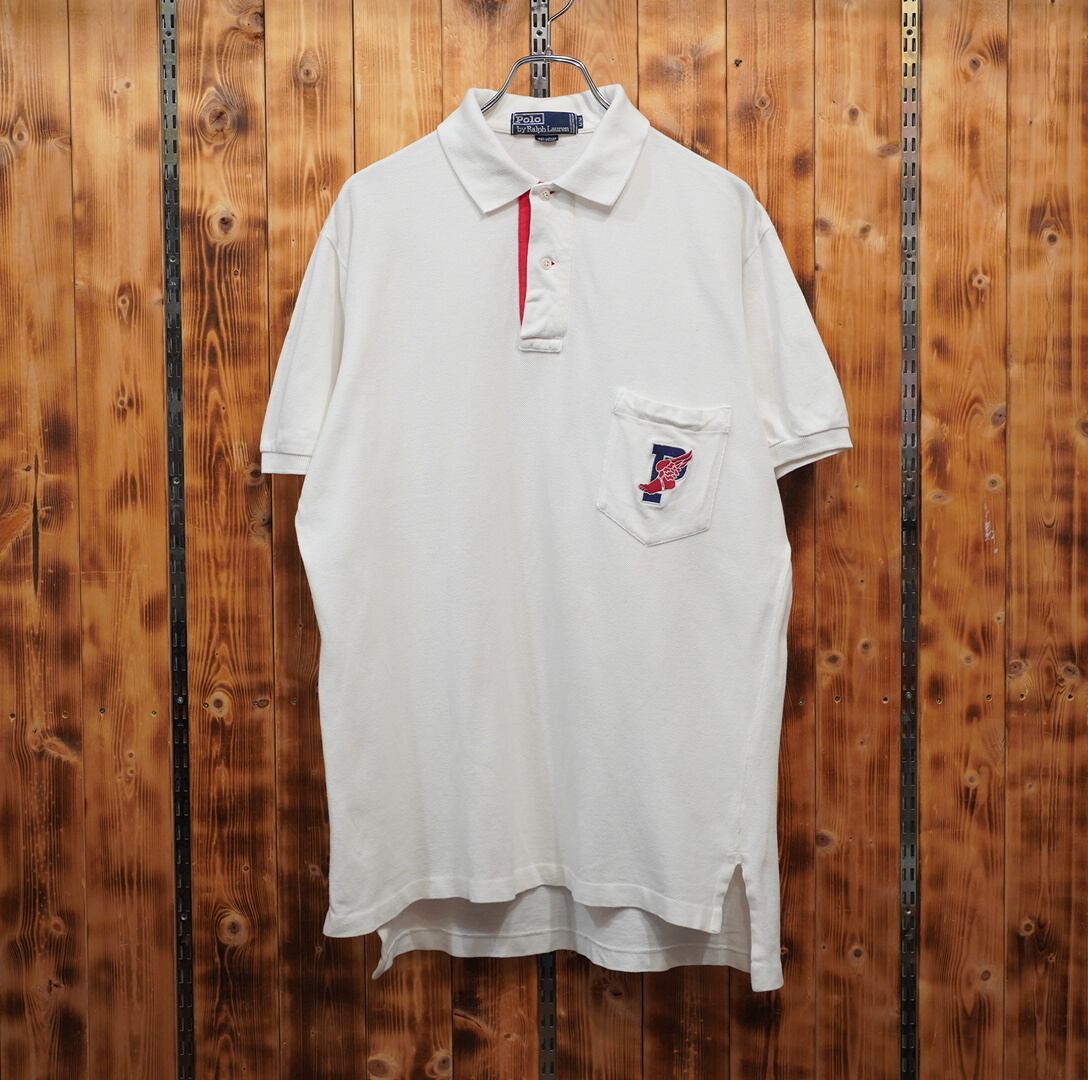 90s ralphlauren pwing ポロシャツ M/ラルフローレン ウイングフット