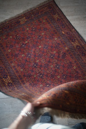 【472】Vintage Afghan Turkmen Besir rug 1960's