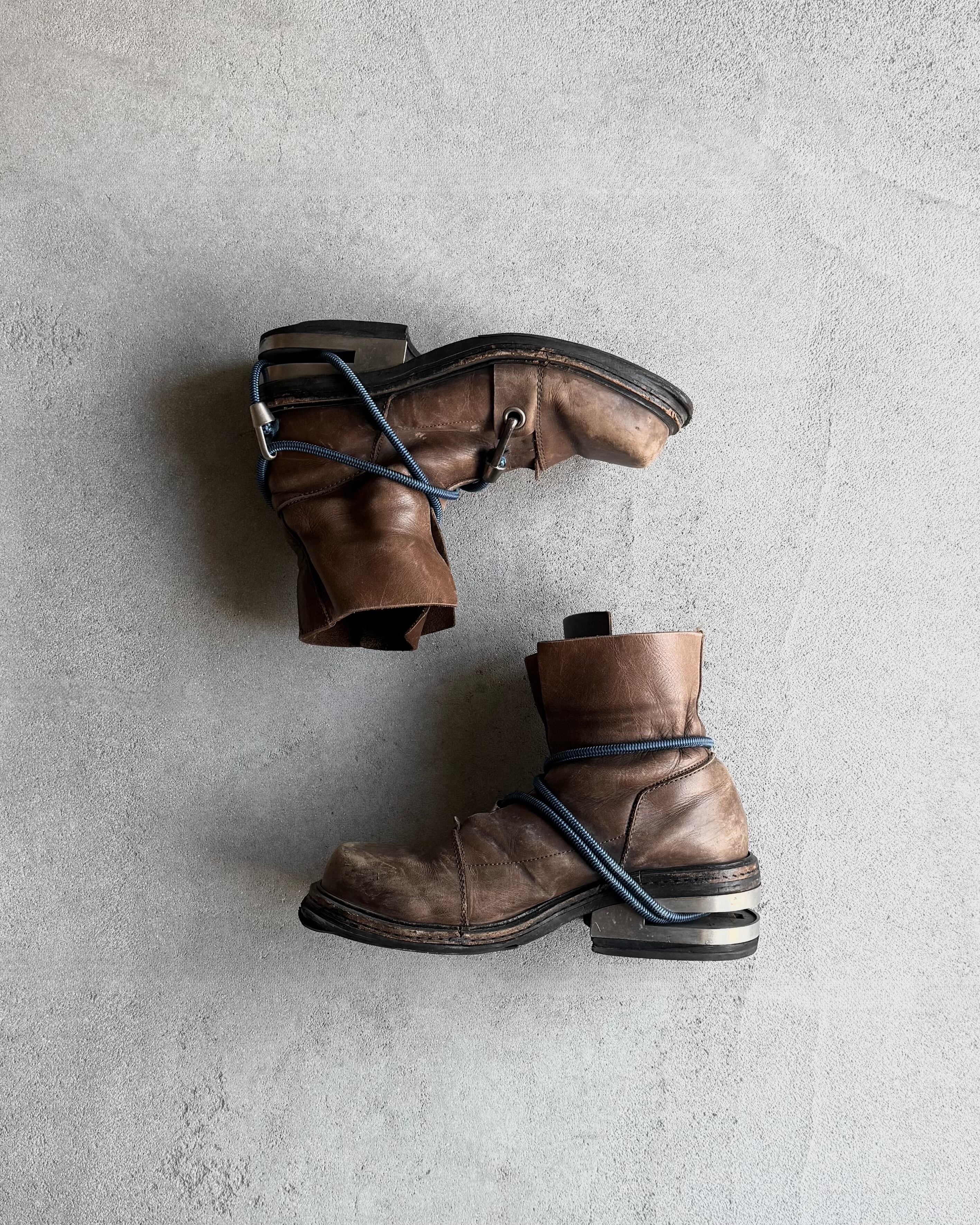 FW1996 Dirk Bikkembergs bungee cord metal heel boots | ether