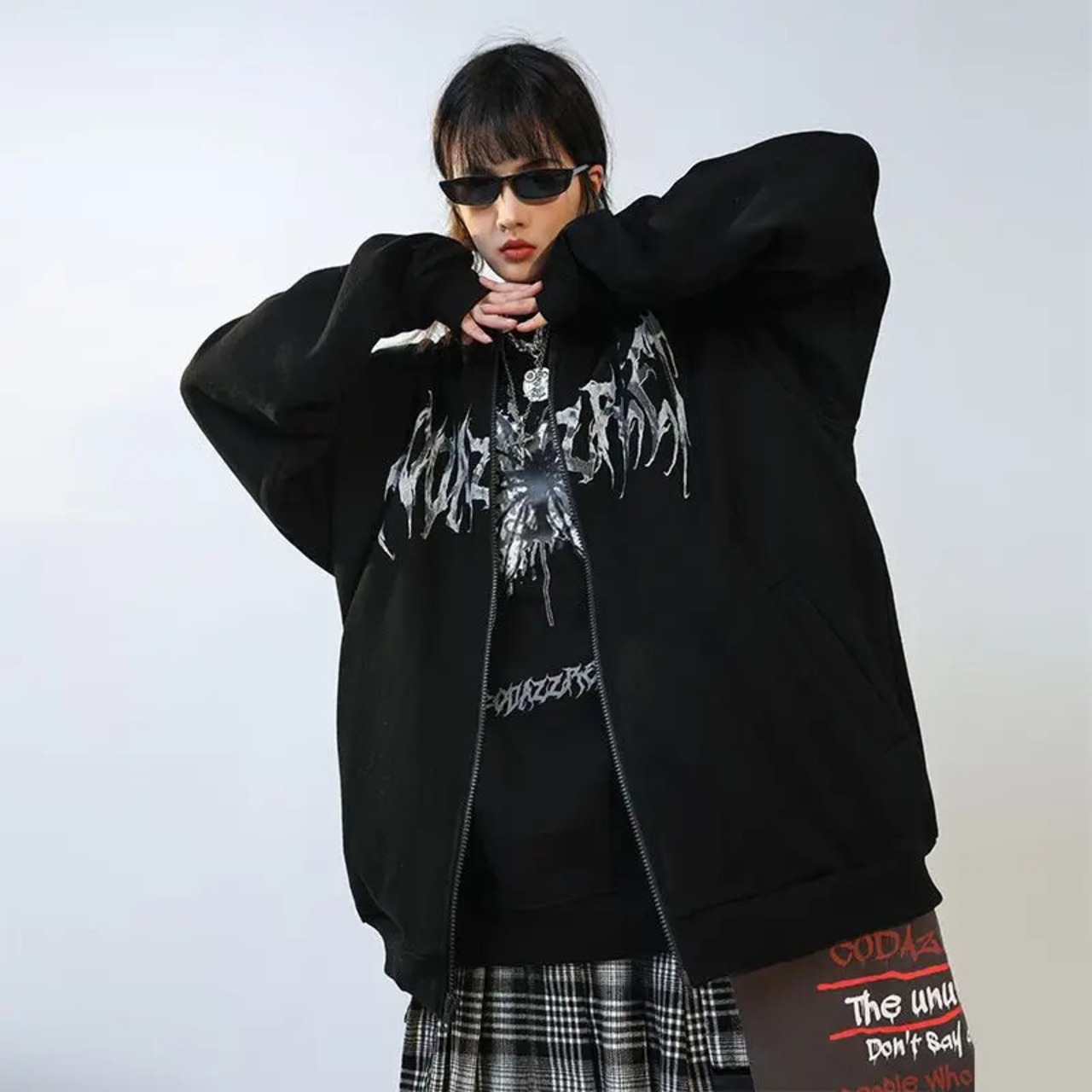 アメリカンストリート蝶プリント s パーカー女性 Y2k 原宿 Kpop ジップ 