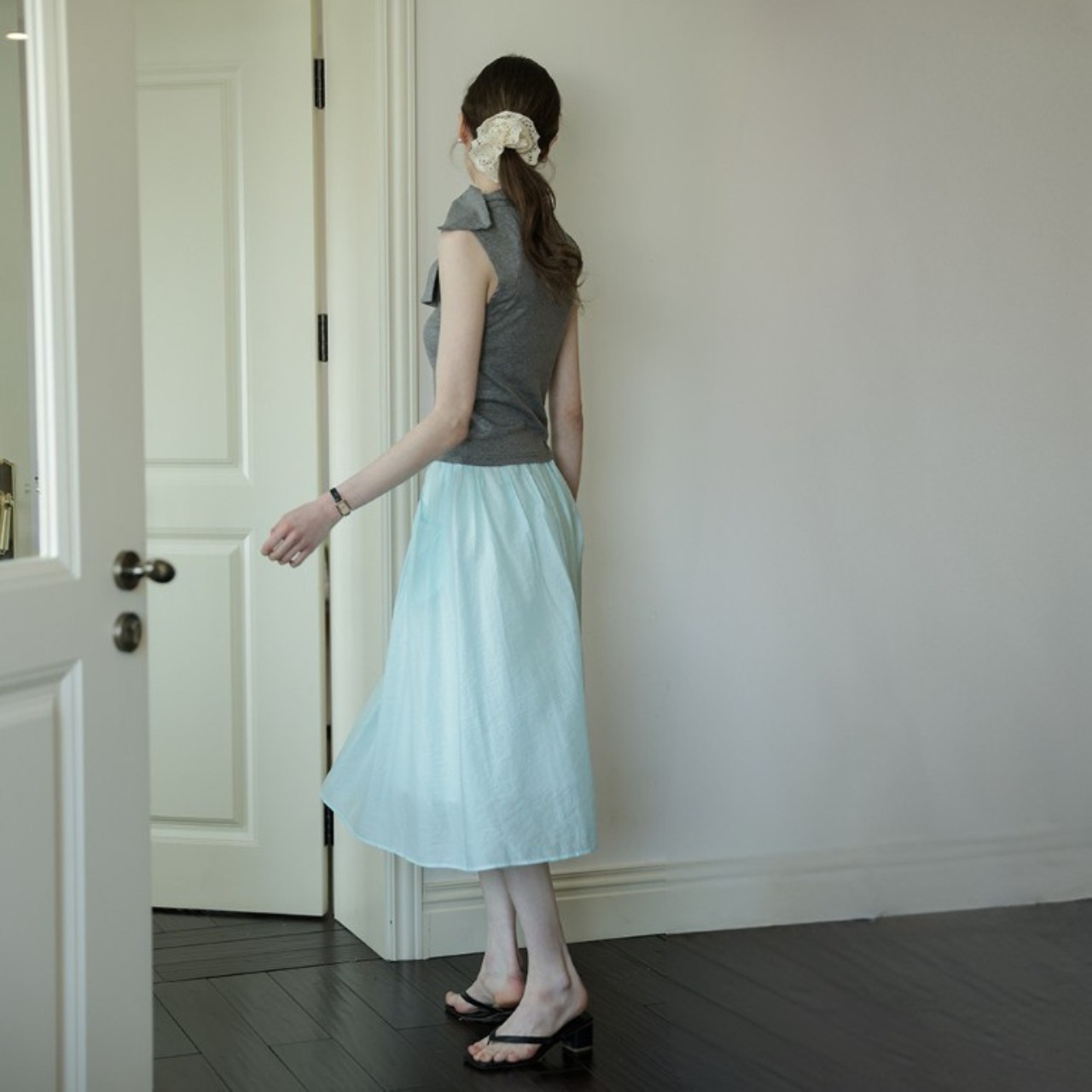 Bleu Voile Sheer Skirt F0665