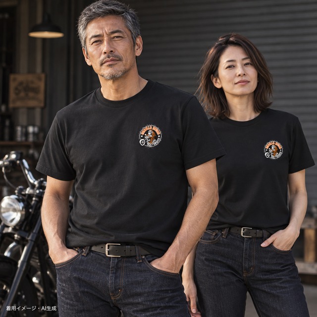 GORILLA RIDER ワンポイントTシャツ -RIDE TO LIVE-【ブラック・オレンジ】