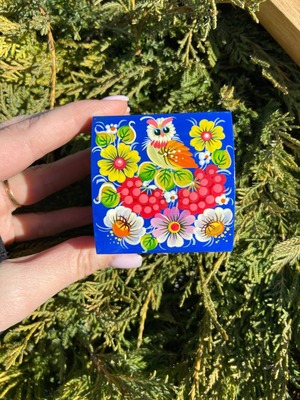 ペトリキフカ塗り　木製ジュエリーボックス（ホメンコ作）　小物入れ