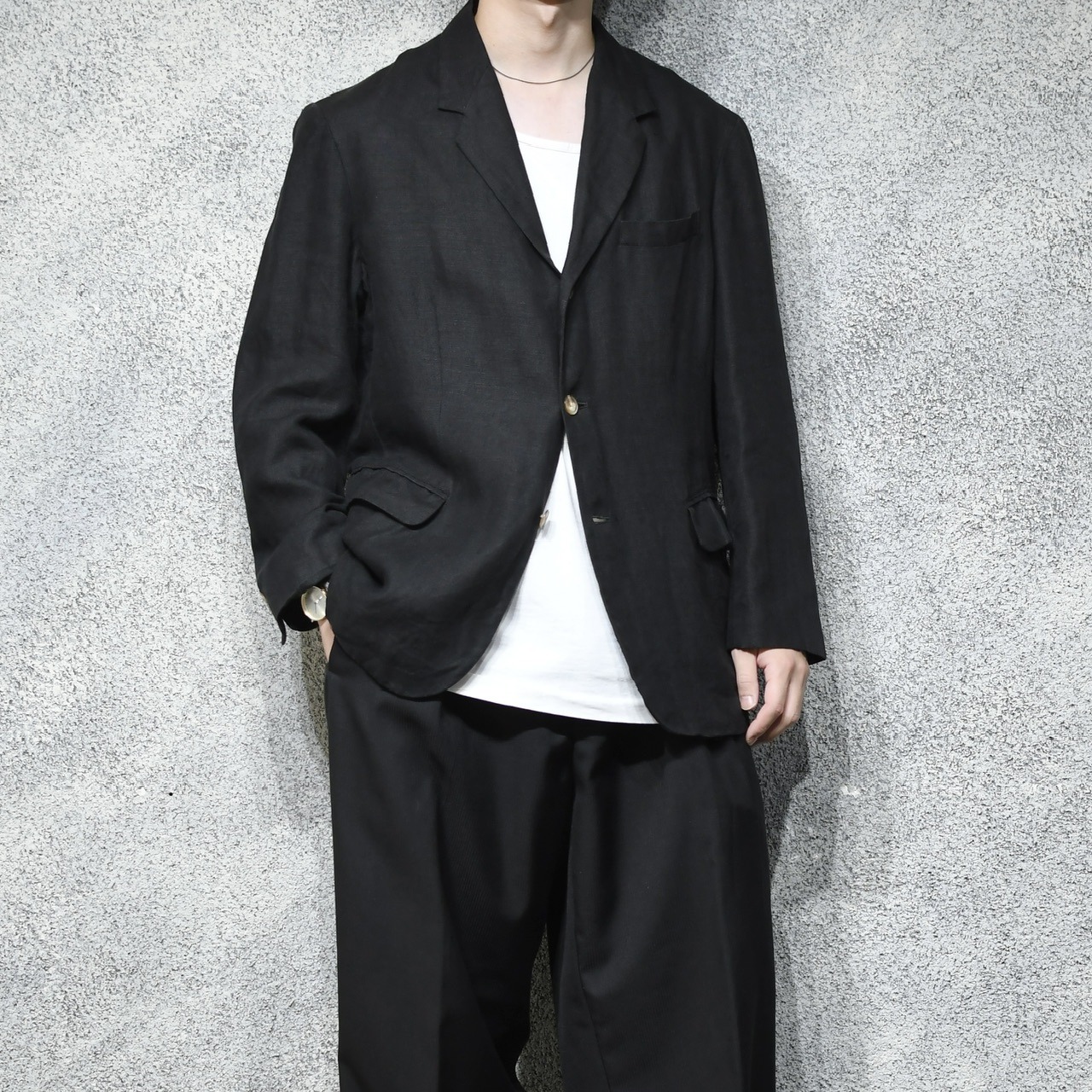 90's J.crew black linen tailored jacket