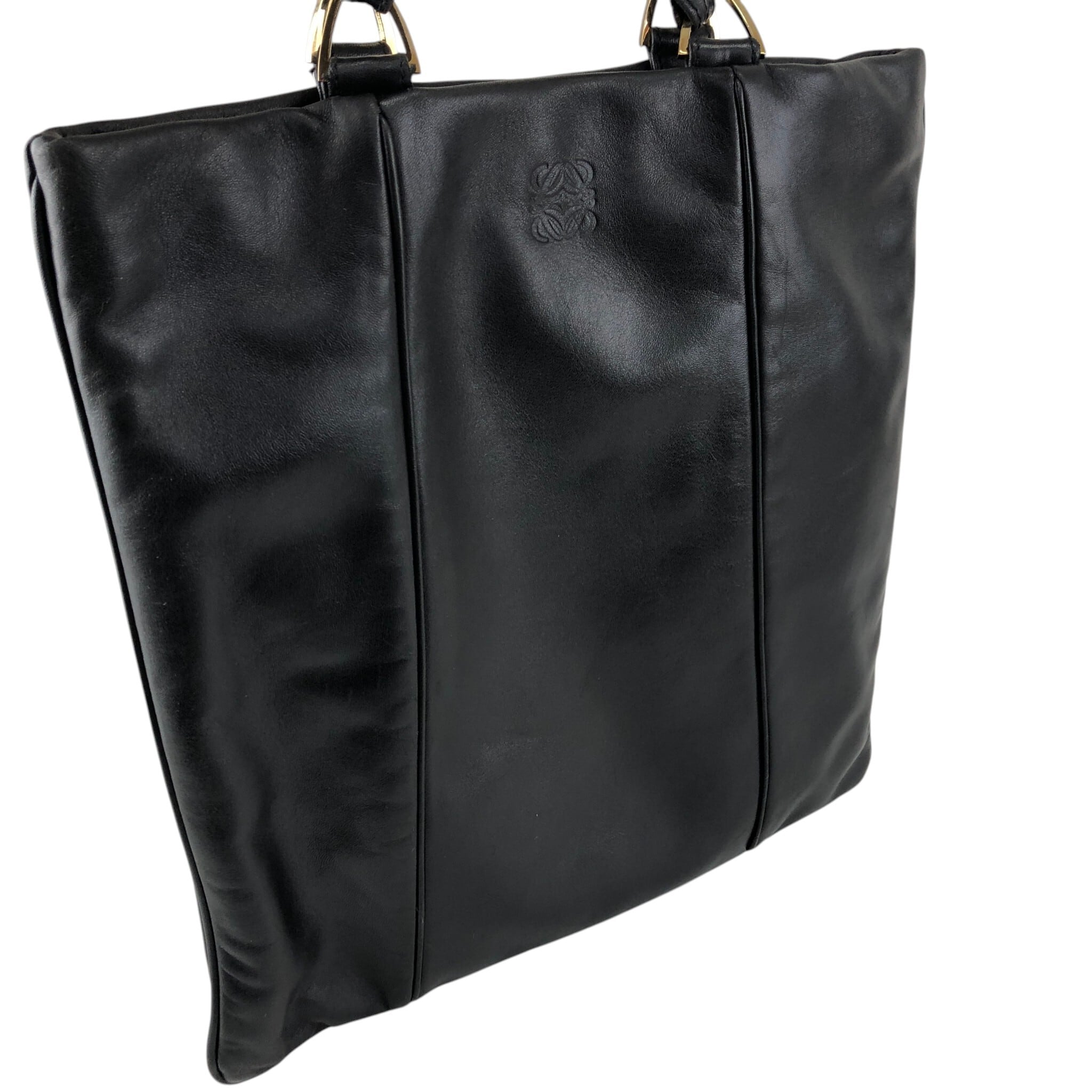 レア美品 ロエベ アナグラム ナッパ レザー トートバッグ 黒 ヴィンテージ LOEWE ロエベ ハンドバッグ ブラック アナグラム ナッパレザー トート