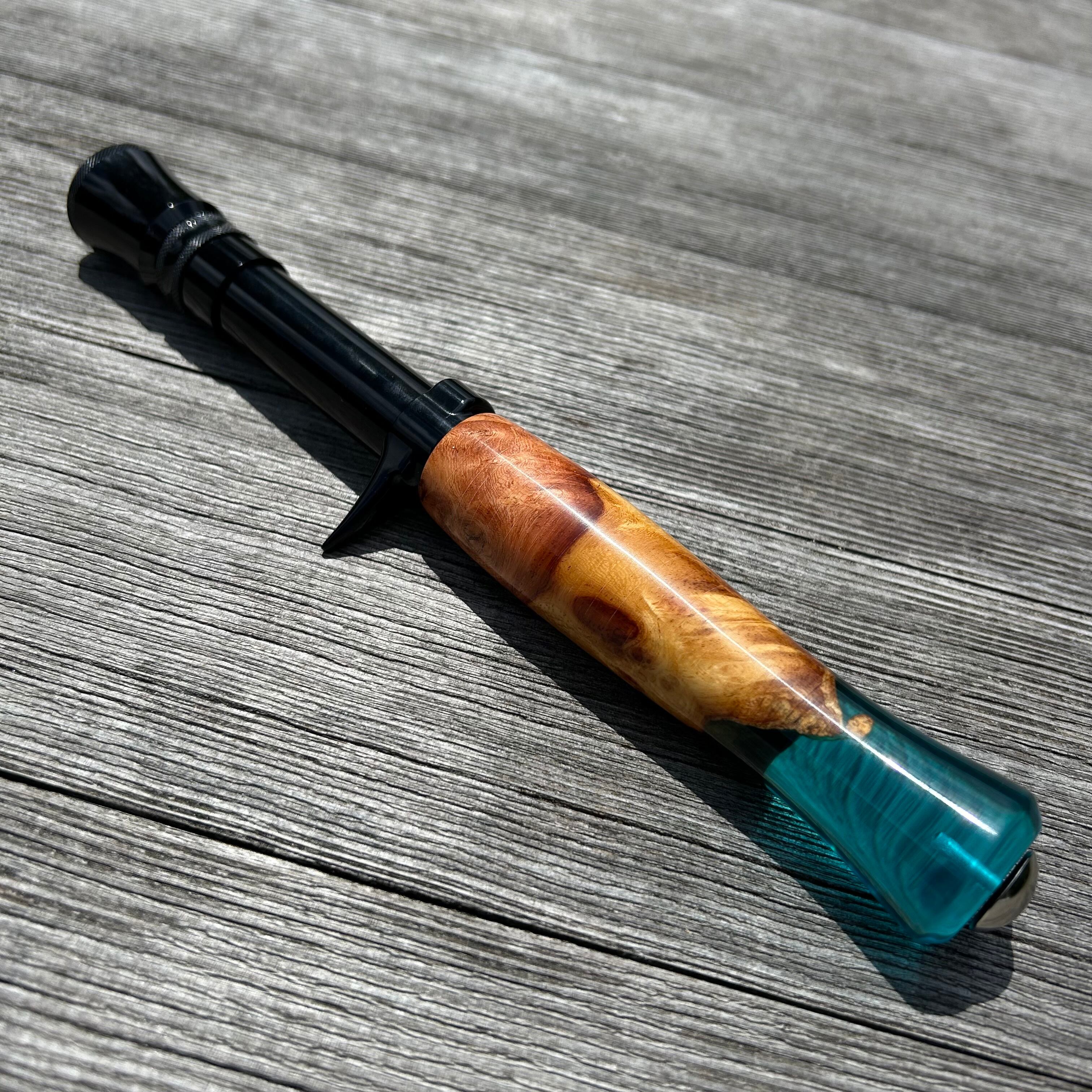 Source Single grip / 花梨瘤杢xブルーレジン② | SABBATH FISHING