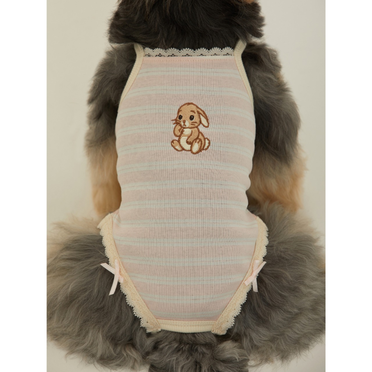 【予約】[ thesallyslaw ] Bunny Romper｜Pink Milk Stripe - 11