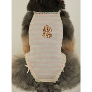 【予約】[ thesallyslaw ] Bunny Romper｜Pink Milk Stripe