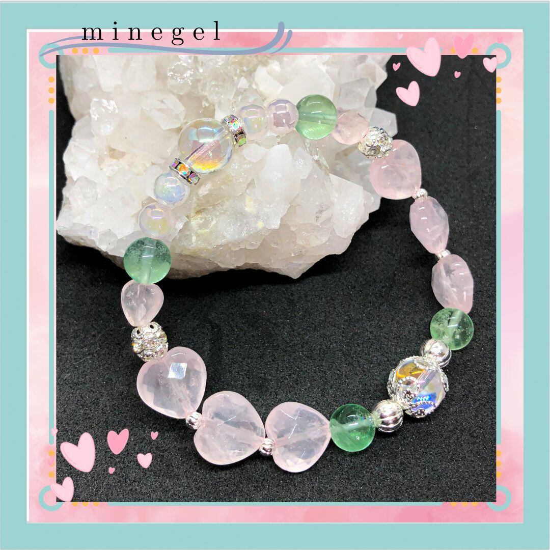 希少‼️新作❣️ ラベンダー浄化蓮花＆ピンク翡翠小粒ブレスレット