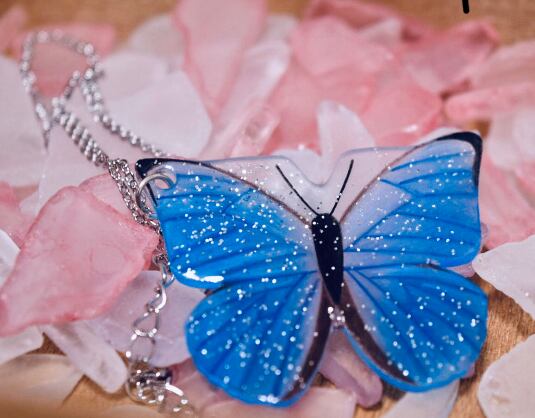 ネックレスNo.1☆はるはな屋蝶デザイン 『モルフォチョウ』【寄附金付