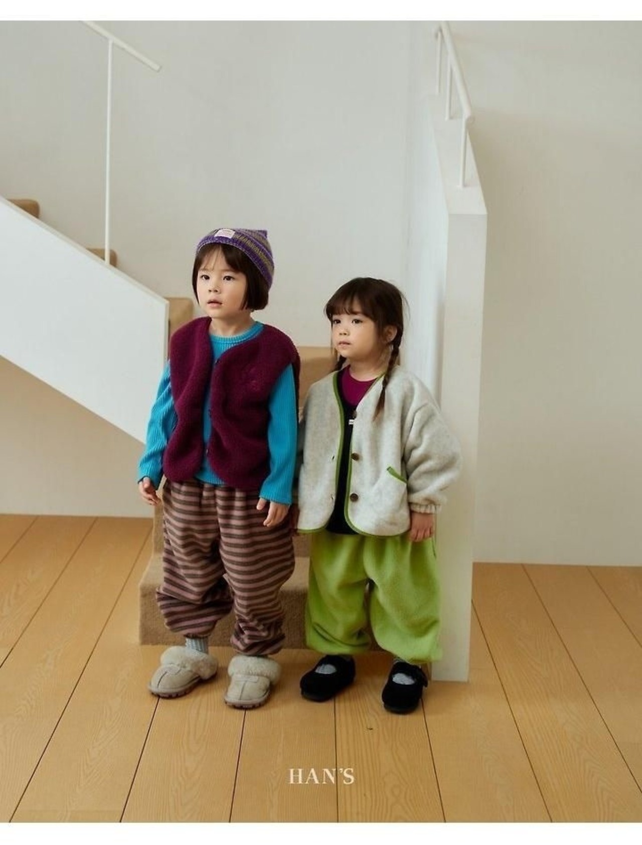 ハンス / Hans / マルチボーダージョガーパンツ / 韓国子供服 / キッズ / 26winter〖取寄〗*XXS~JS*