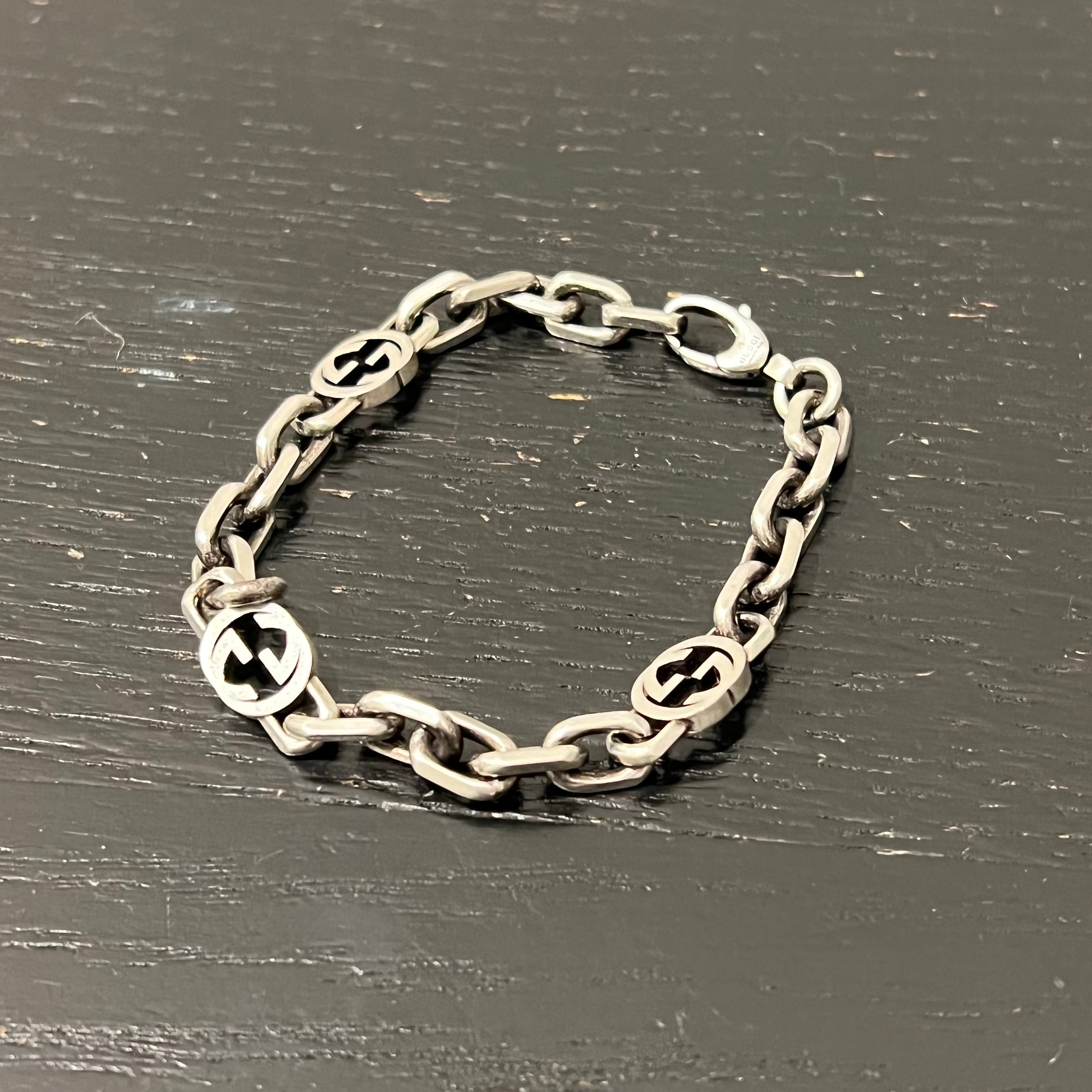 正規品 GUCCI グッチ シルバー925 ブレスレット GG インターロッキング 
