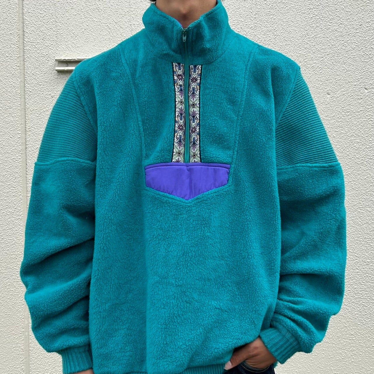 レア90s《トミーヒルフィガー》ハーフジップ刺繍フリースジャケット/メンズ2XL