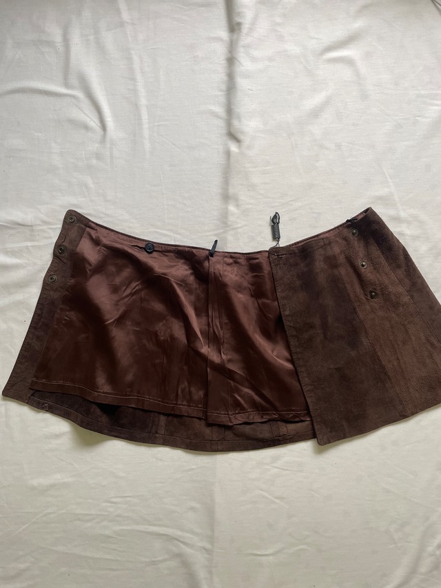 70s Italy "SITELLI" Suede Wrap Mini Skirt