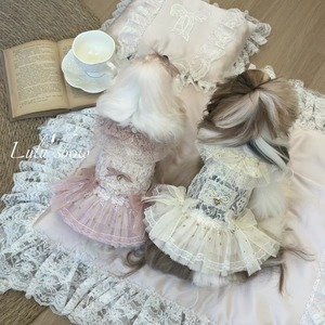 【取り寄せ】luluピンク/ホワイト レースワンピース