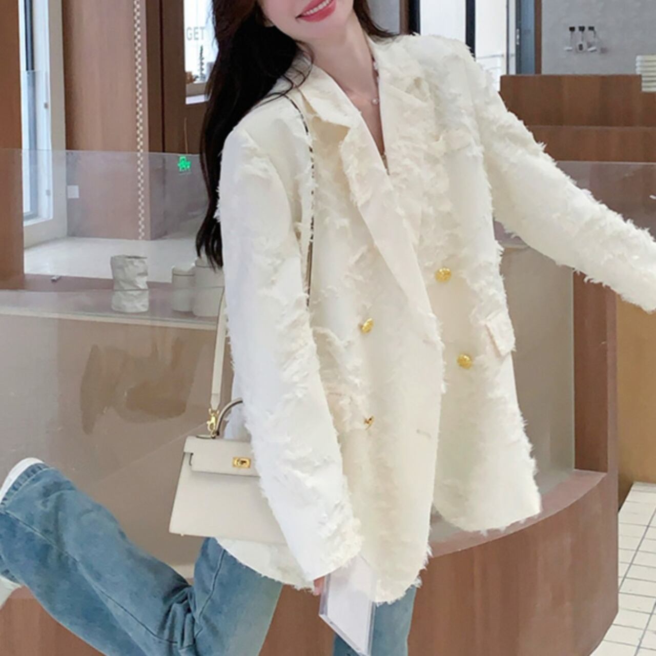 フレンチスタイル オーバーサイズジャケット A4320