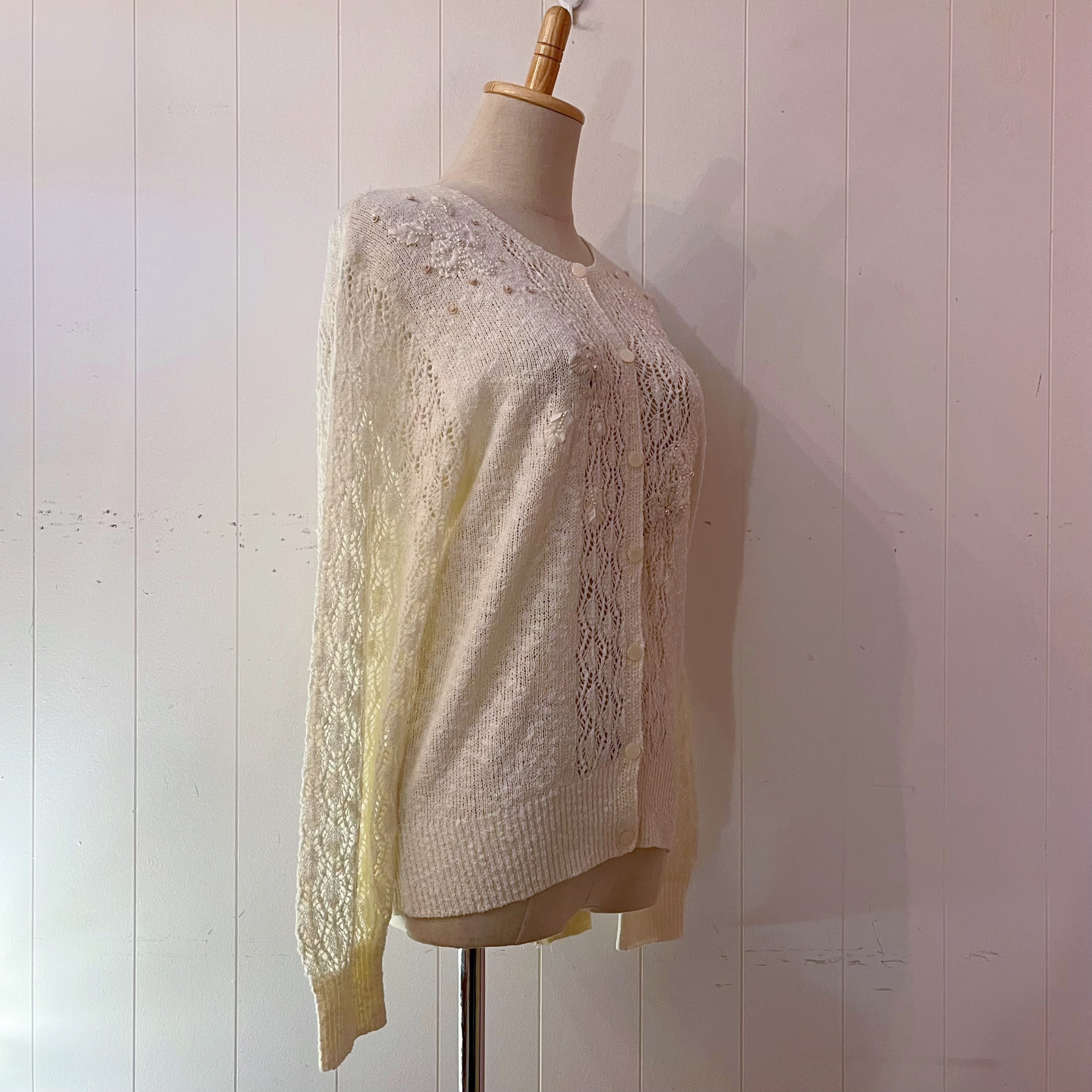 flower sequin open work cardigan