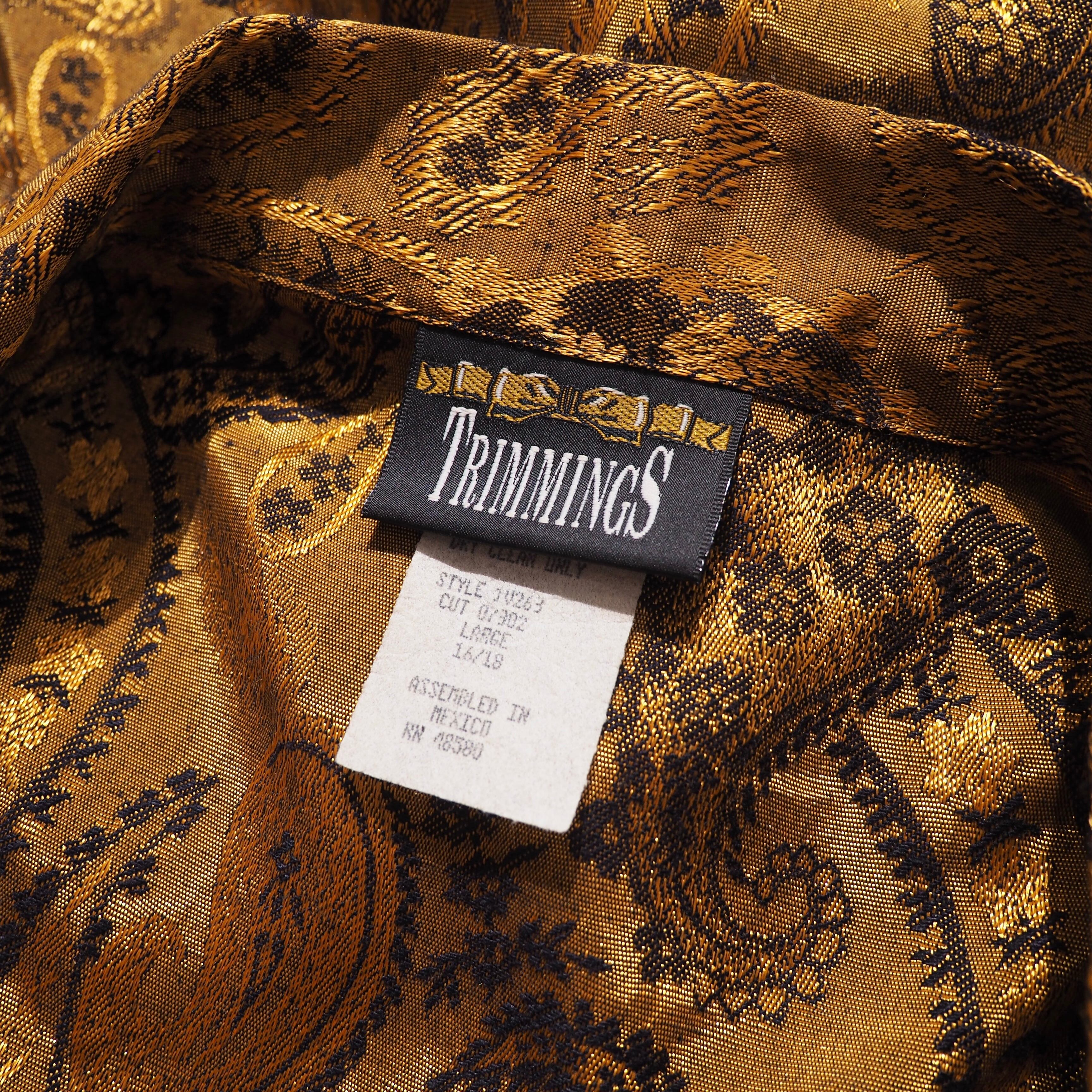 1990s Gold Luxury Paisley Embossed Vintage Loose Easy Jacket