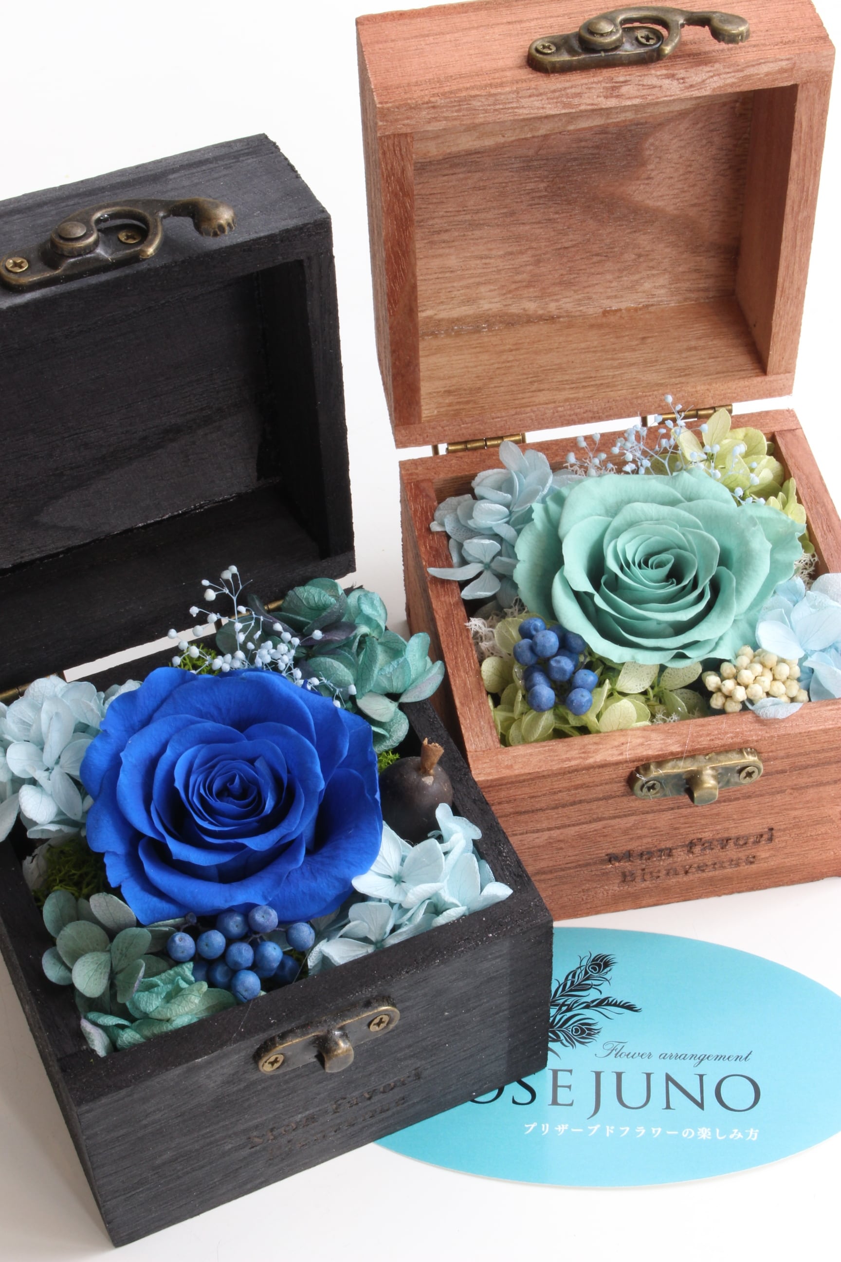 ミニウッドBOXフラワー | 福岡のプリザーブドフラワー専門店 ROSEJUNO