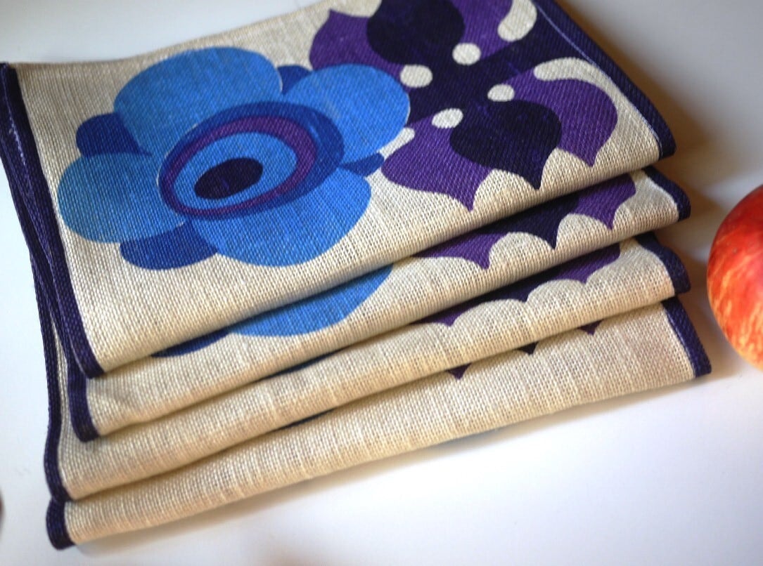 北欧風プリント テーブルセンターマット ランチョンマット4枚組 リネン