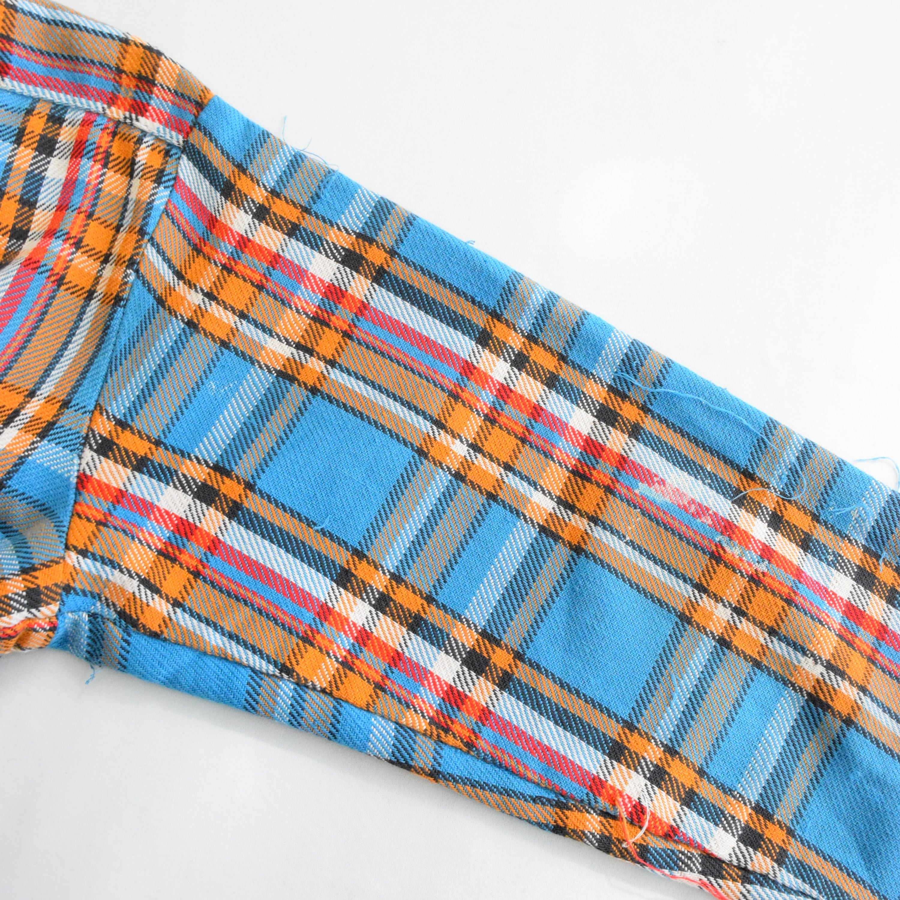 60's FIVE BROTHER ネルシャツ メンズL ブルー×オレンジ ヘビネル