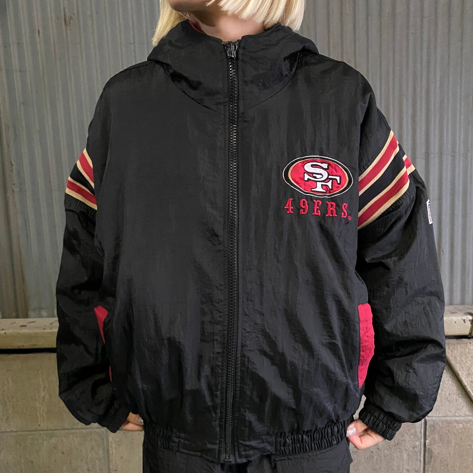 古着PEACENFL 49ers バックロゴ キルティングジャケット  90s