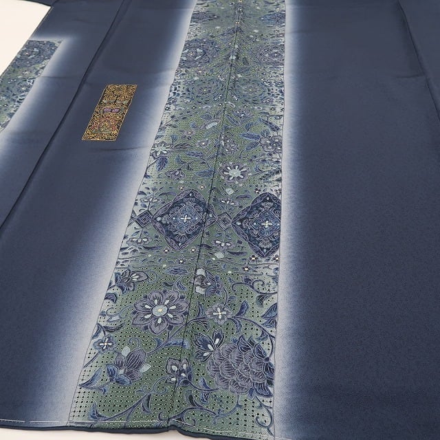 新品 蘇州刺繍 スワトウ刺繍 更紗 着物 正絹 仕付け糸付 付下げ4267