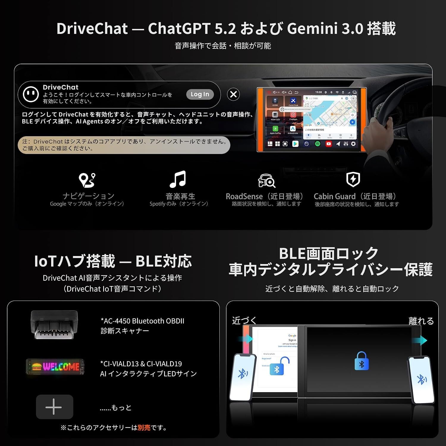 V10G225OC 12.5インチ フレームライト付き QLEDディスプレイオーディオ