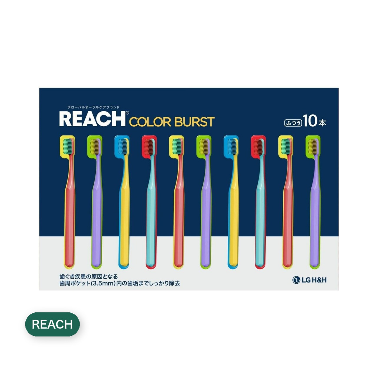 【2セット】REACH カラーバースト 歯ブラシ 10 本