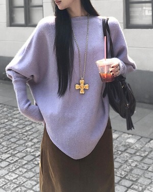 Dolman sleeve boat neck knit　TH3630