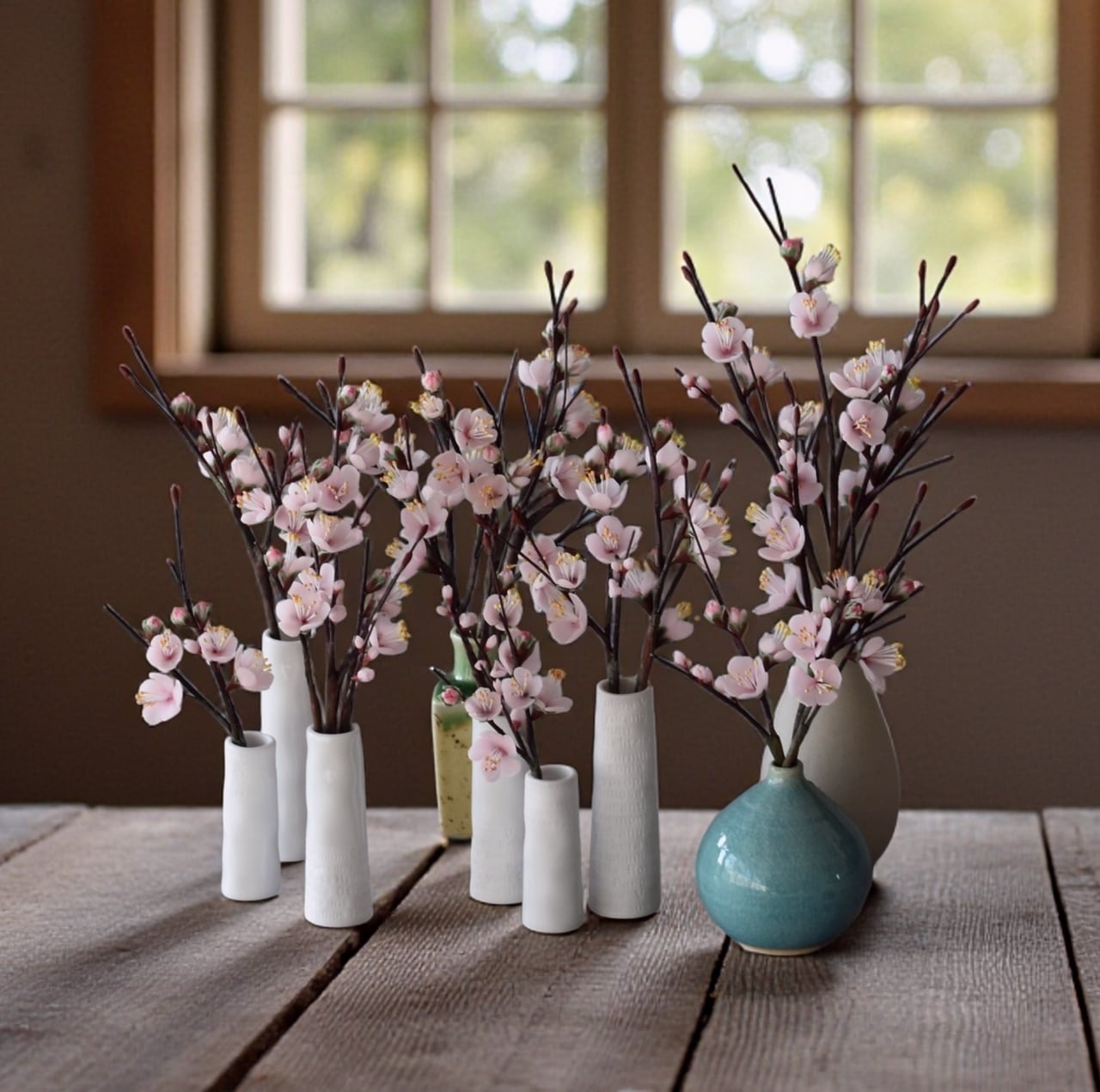 ◇粘土のお花◇ 梅【花瓶 信楽焼】 U1382 | oldfantasy