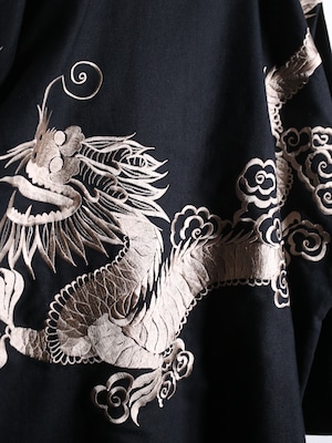 "刺繍×龍" front and back design black china shirt
