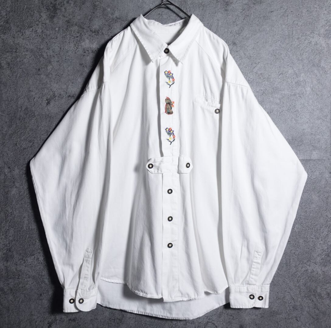 EURO Floral embroidery Tyrolean shirt
