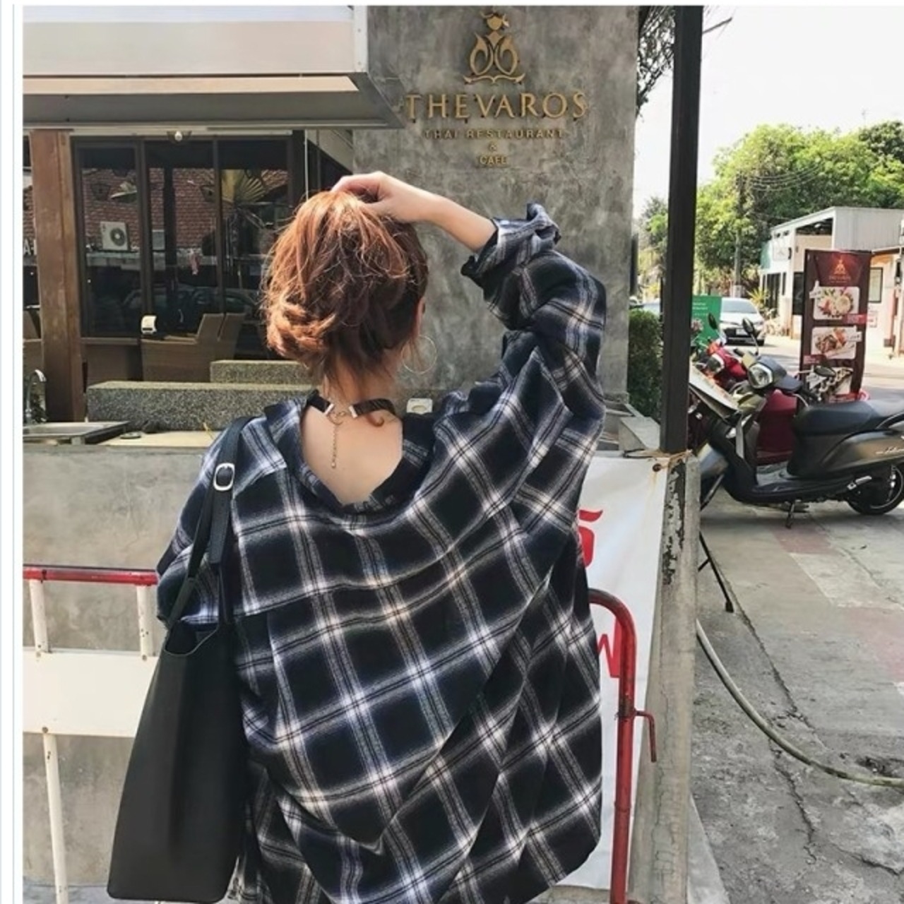 大人カジュアル レディース 春服 チェック柄 オーバーサイズブラウス 
