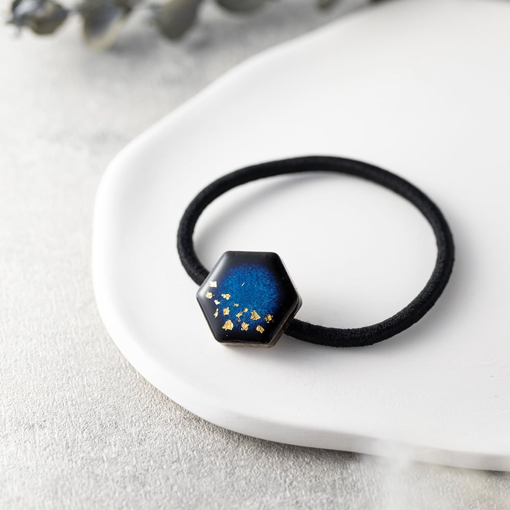 美濃焼陶器 星屑 ヘアゴム｜藍 | MIKELO（ミケロ）｜陶器アクセサリー