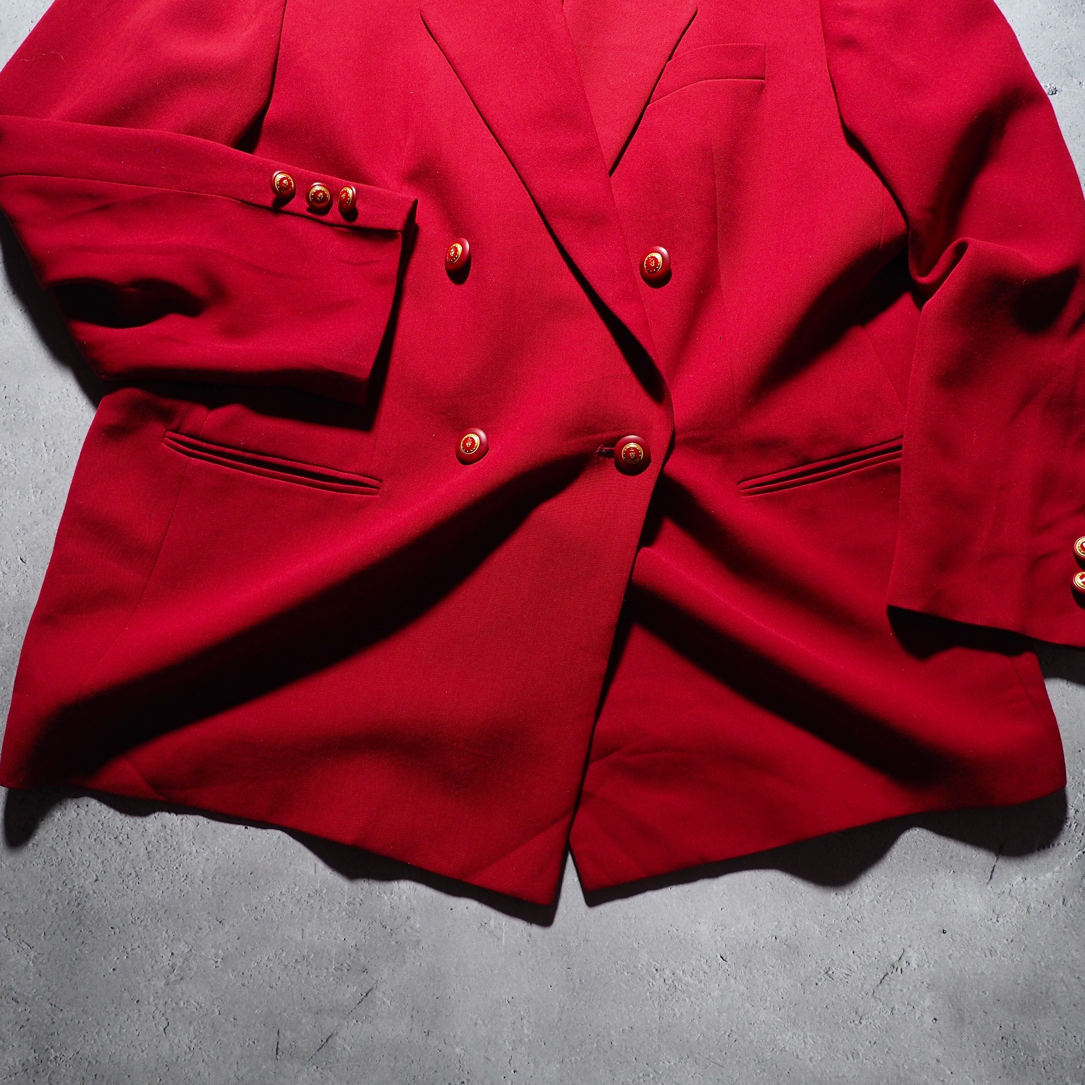 Beautiful Deep Red color vintage loose Double tailored jacket