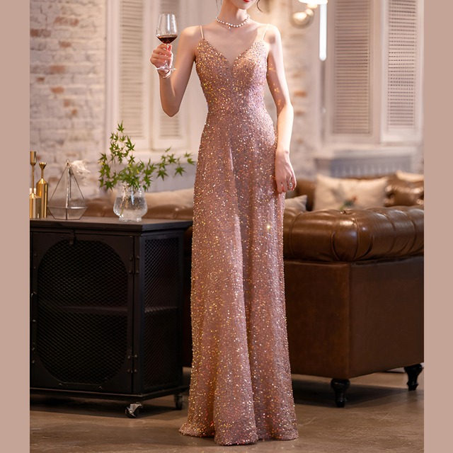 スパンコールVネックシャイニングHF 1419