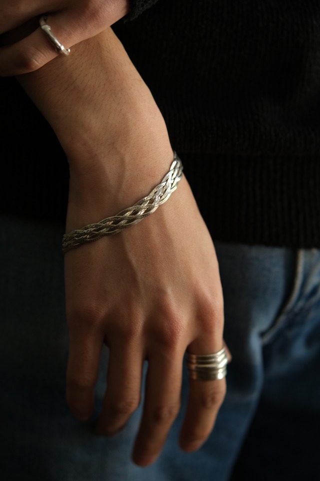Utah／vintage 925 silver herringbone bracelet／made in italy