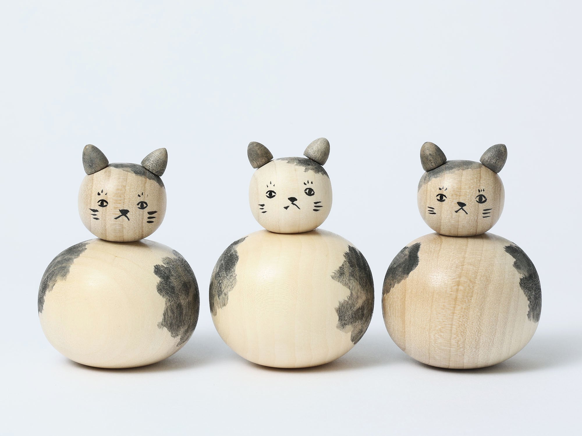 猫こけし-12】遠刈田系 小山芳美工人 7.5cm | Cat kokeshi doll, by