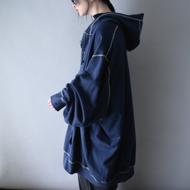 "KING SIZE" XXXXXXXXL super over silhouette stitch work hoodie jacket