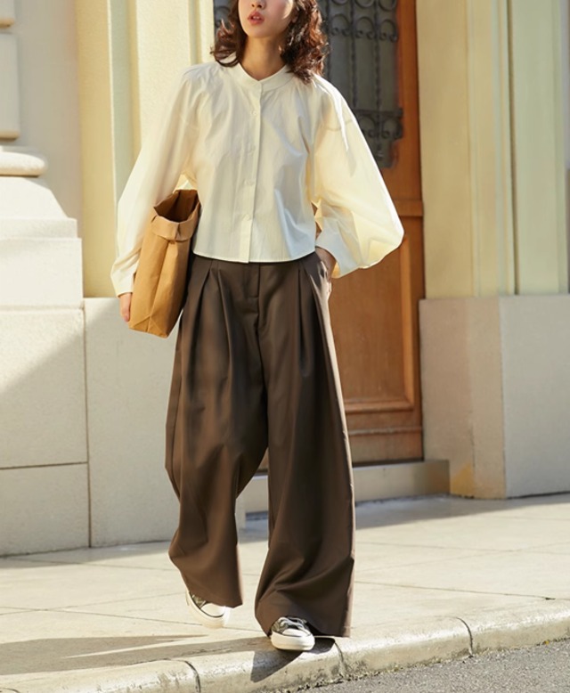 double pleat wide pants【2023120402】