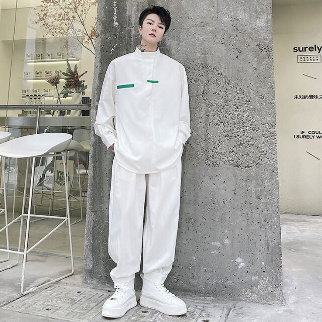 予約販売】メンズ セットアップ 無地 ワンポイント ブラック ホワイト