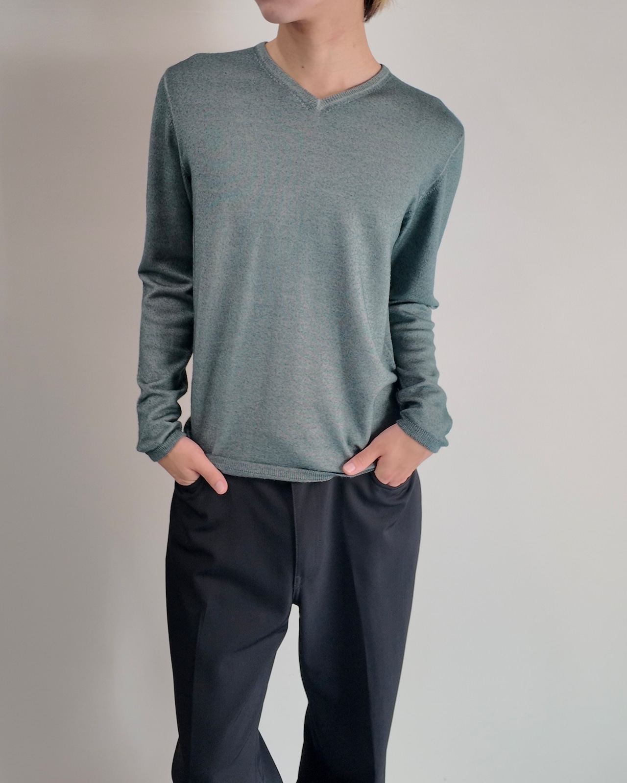 【Costanza di Spirito】light blue v-neck knit
