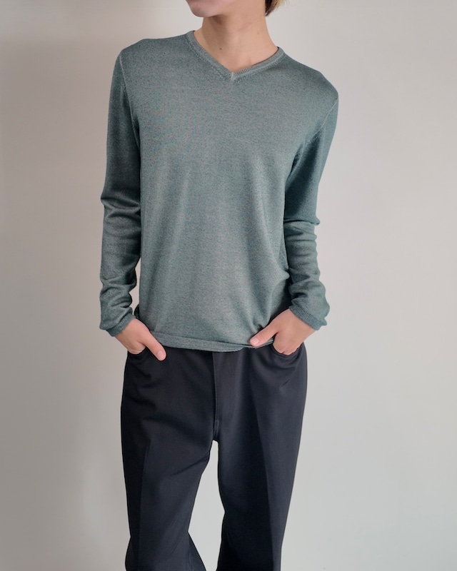 【Costanza di Spirito】light blue v-neck knit